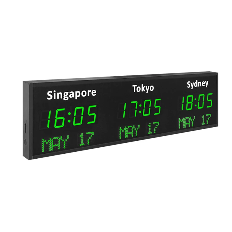 CP35   Smart Digital Live Wall Mounted World Time Zone Wall Clock With Aluminium Alloy Frame