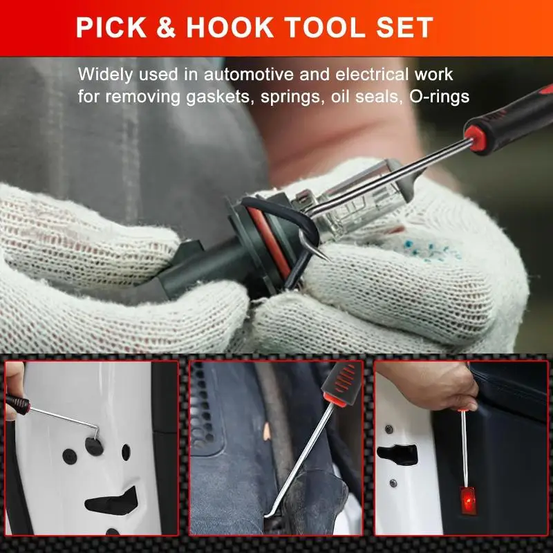 【F】4/12Pcs Car Auto Oil Seal/O-Ring Seal Gasket Pick Mini Precision Hooks Professional Puller Remover Precision Pick Hook Set