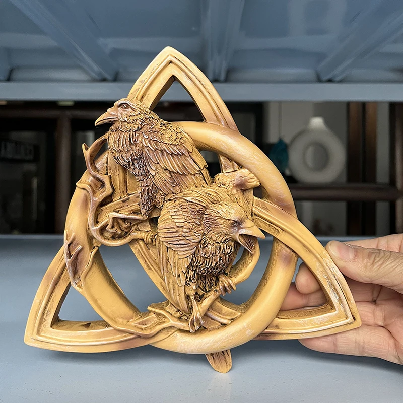 Norse Pagan Gods Carving Heathen Norse Rune Resin Wall Hanging Decor Yard Garden Statues Home Decoration Door Hanging Pendant