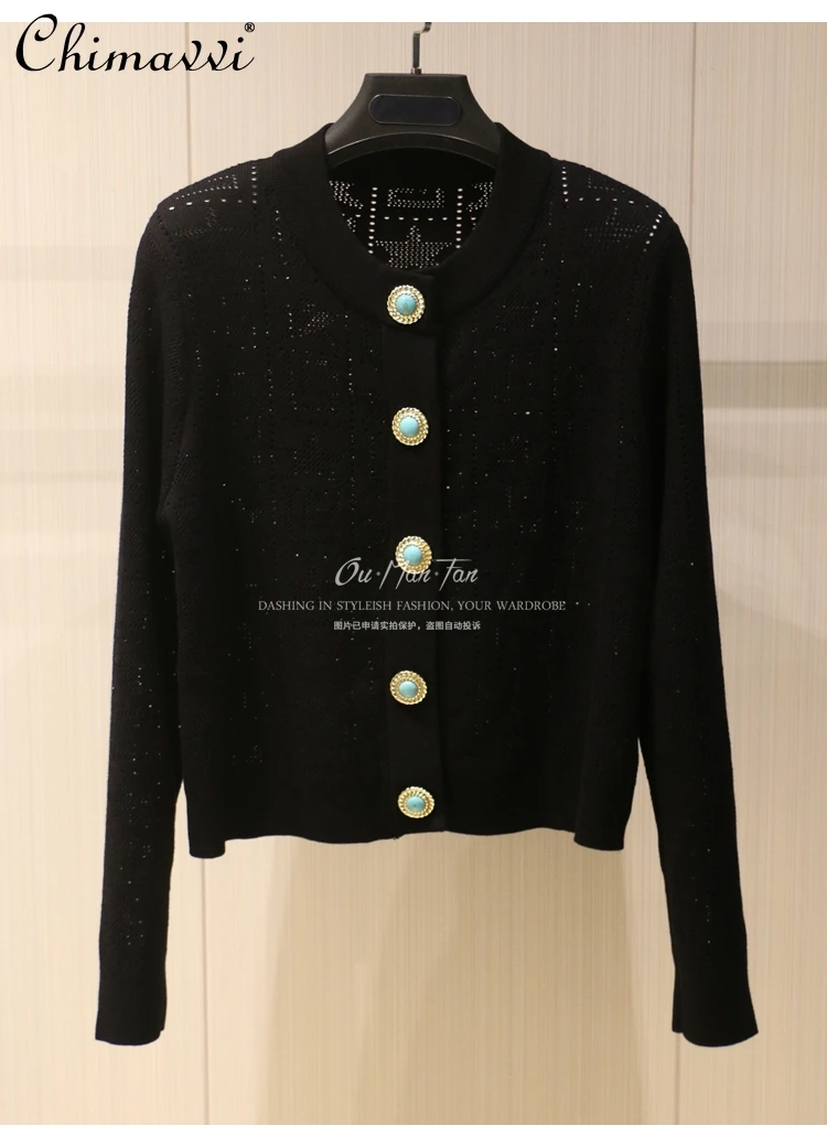 Модный вязаный кардиган с пятиконечной звездой, белый свитер, женский осенне-зимний новый высококачественный элегантный женский топ с длинными рукавами