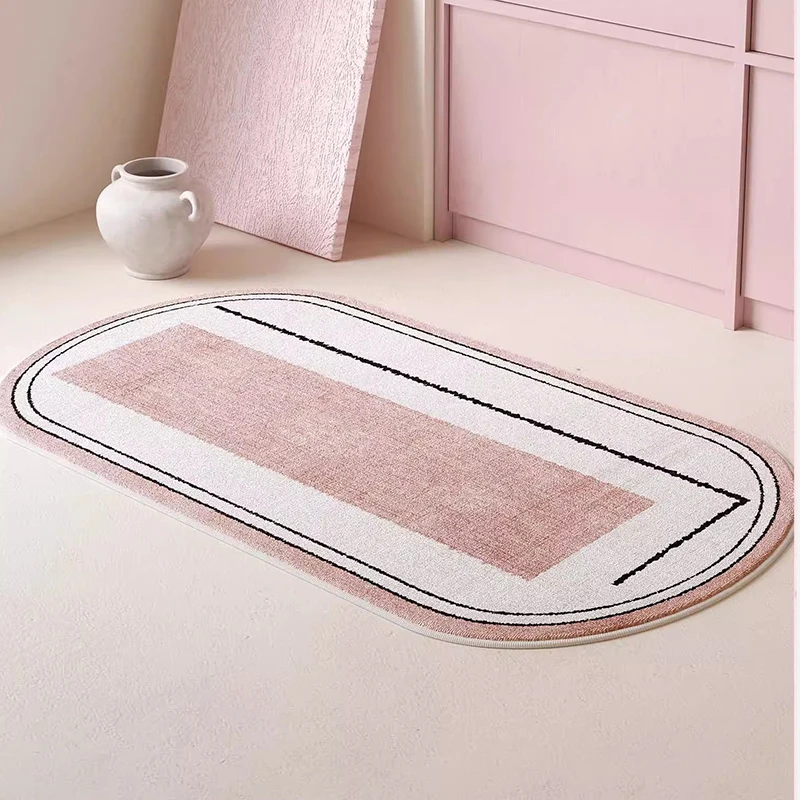 

Oval Living Room Carpet Modern Abstract Line High-end Minimalist Art Design Bedroom Bedside Rug Home Decoration Cloakroom Mat 러그
