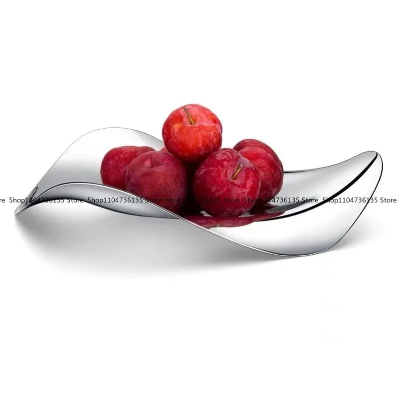 

Light Luxury Nordic Simple Wave Stainless Steel Fruit Plate, Living Room Decoration Home Ornaments, Heterosexual Plate