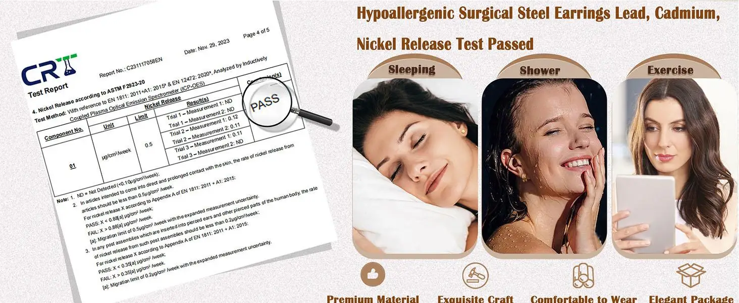 Drperfect 12 Paar hypoallergene flache Ohrstecker für Damen, aus chirurgischem Edelstahl, 14 Karat vergoldet, Ohrstecker und Creolen, Schmuck – Detail 3