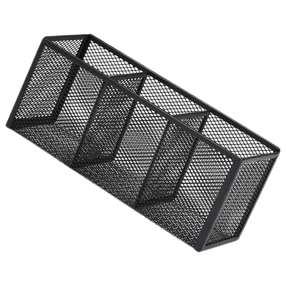 

Multifunctional Wrought Iron Storage Box Desktop Pen Organizer Stationery Bin Metal Desk Sundries Holder Bathroom Makeup