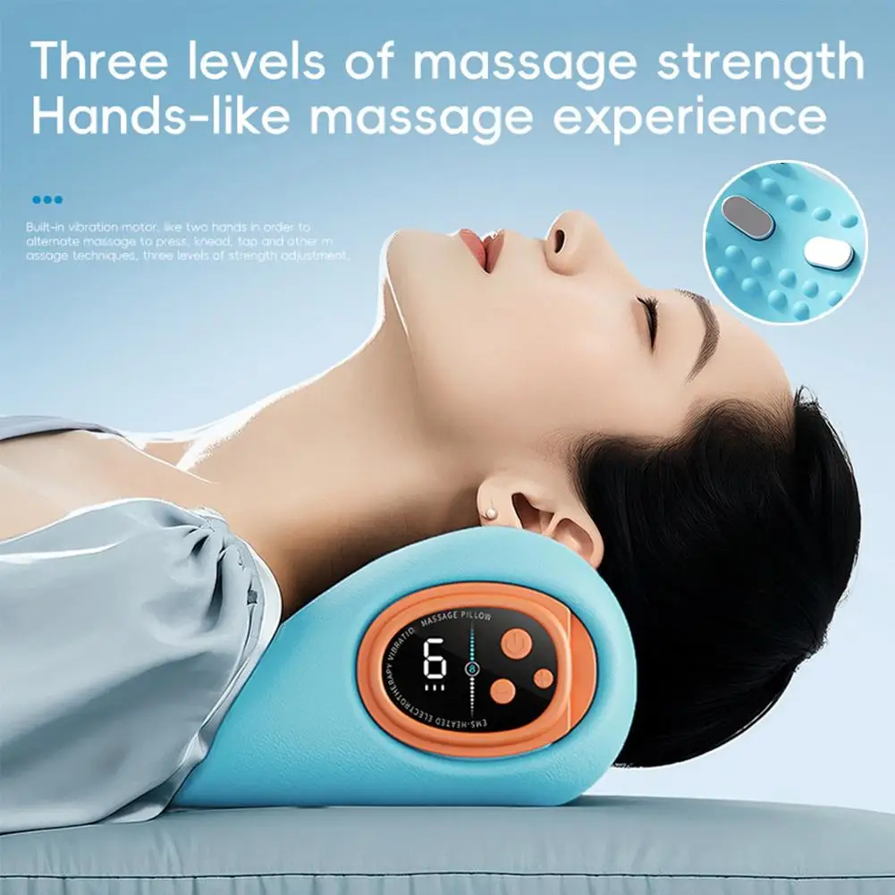 Elektrische Nek Massager Puls Cervicale Wervelkolom Kussen Tractie Relax Schouder Cervicale Massage Warmte Wervelkolom Correctie Nek Stre L7Q3