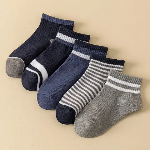 5 Pairs Kids Ankle Socks Teen Boys - All-Season Comfort, Breathable & Soft Everyday Perfect for Ages 8-16