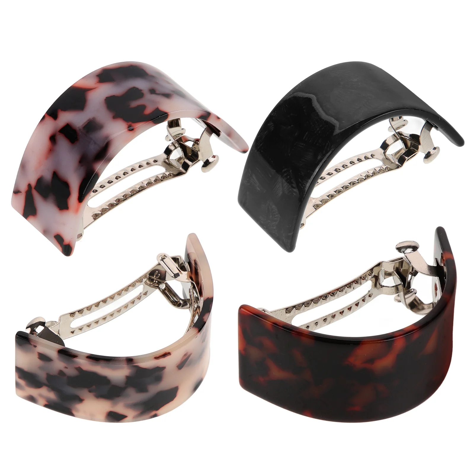 

4 Pcs Hair Spring Clips Ponytail Holder Barrettes for Thick Semicircle Accessories Roller Fashion Hairpins