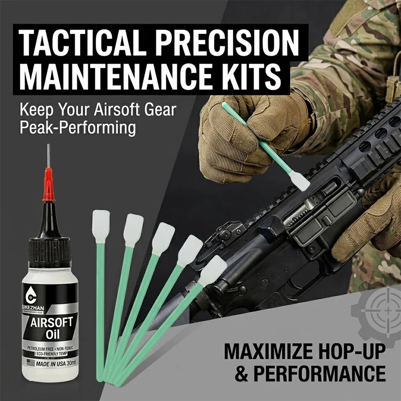Aceite de Silicona Premium para Mantenimiento de Airsoft con Hisopos de Aplicación Precisa, Lubricante para Reducir la Fricción y Facilitar el Funcionamiento, SIKEZHAN