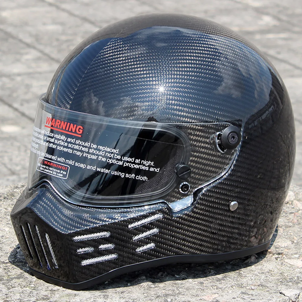 

Full Face Helmet Retro Motorcycle Helmet Men Real Carbon Fiber Motocross Racing Moto Car Karting Drive Helmet with DOT Certified