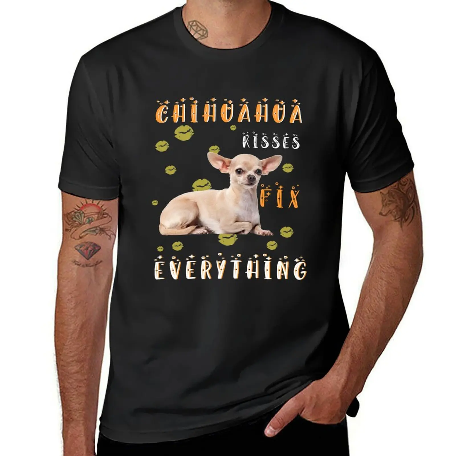 

Chihuahua Kisses Fix Everything dog lover T-Shirt sublime plus size tops blacks T-shirts for men cotton