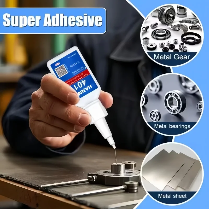 HANNUOEN 20ml 401/406 Instant Strong Super Glue Universal Superglue Mighty Instant Glue for Resin Ceramic Metal Glass Fast Dry