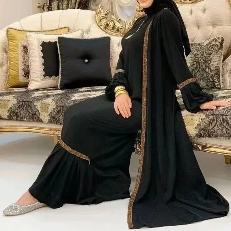 Eid abaya dubaj diskrétní krocan muslimové dlouhé šaty pro ženy arabská flitr islámské šaty soumrak večírek talár marocké kaftan róba