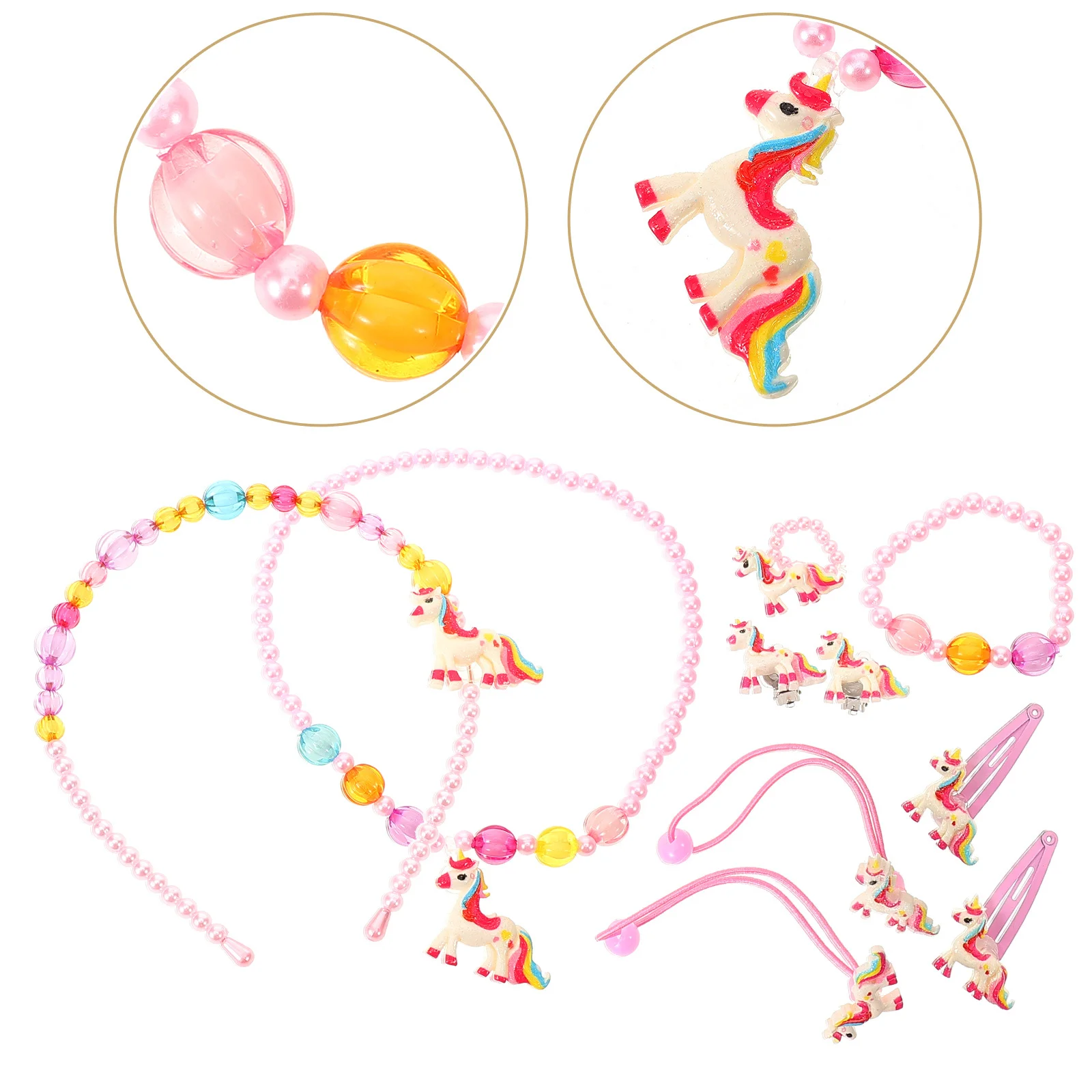 ชุดเครื่องประดับเด็ก 1 ชุด สร้อยคอ กำไล ต่างหู พลาสติก สำหรับเด็กผู้หญิงตัวเล็ก แฟชั่นสวยวิ้ง ของขวัญสำหรับเด็กผู้หญิง แต่งตัว