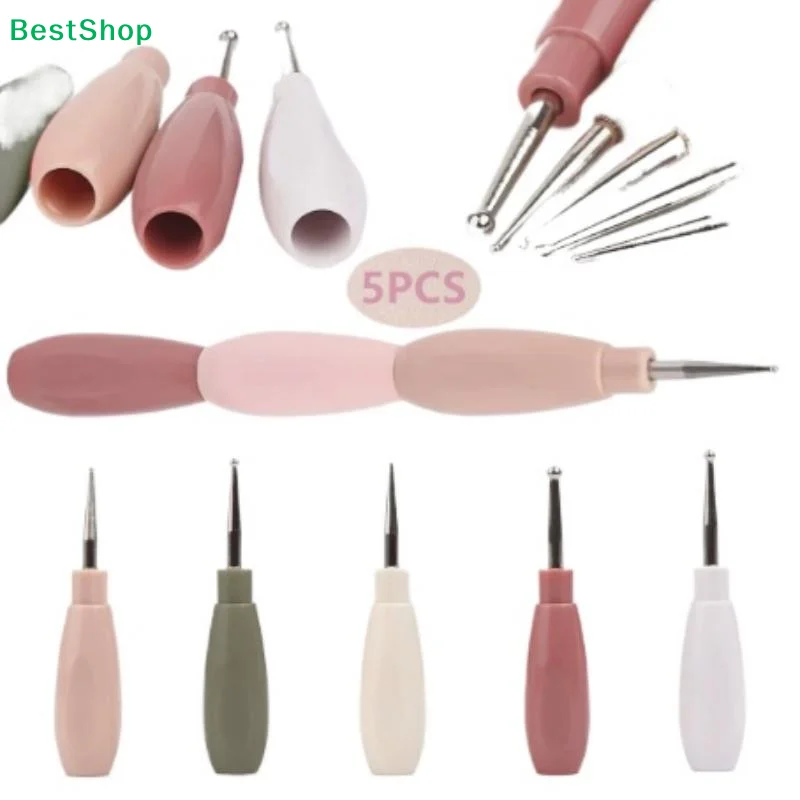 ✂5Pcs Interlockable Nail Art Dotting Pen Painting Brush Multicolor Handle Liner Drawing Flower Dotting DIY Manicure Tools