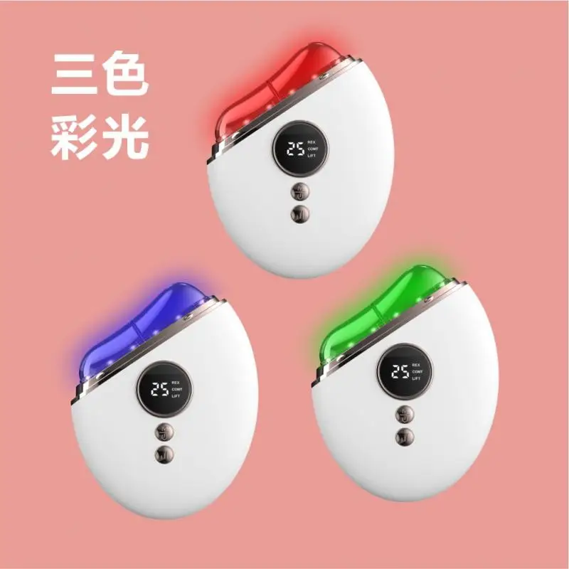 1Pcs Ems Micro-Current Color Light Electric Gua Sha Instrument Heated Vibrating Facial Massager Face Lifting Slimming Tool