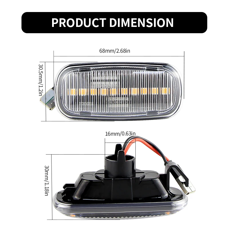 2PCS LED Side Fender Lamp Sequential Blinkers Turn Signal Light For Audi A3 S3 8P A4 RS4 S4 B6 B7 A6 S6 RS6 C5 C7 OEM#:8E0949127