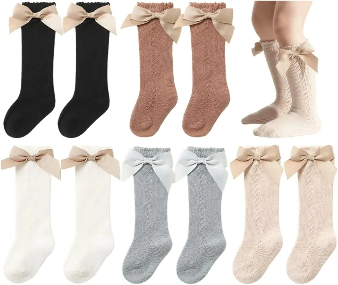 

Sweet Baby Girl Knee-High Socks Toddlers Bow Stockings Newborn Infant Non-Slip Sock Christmas Gift Autumn, Winter