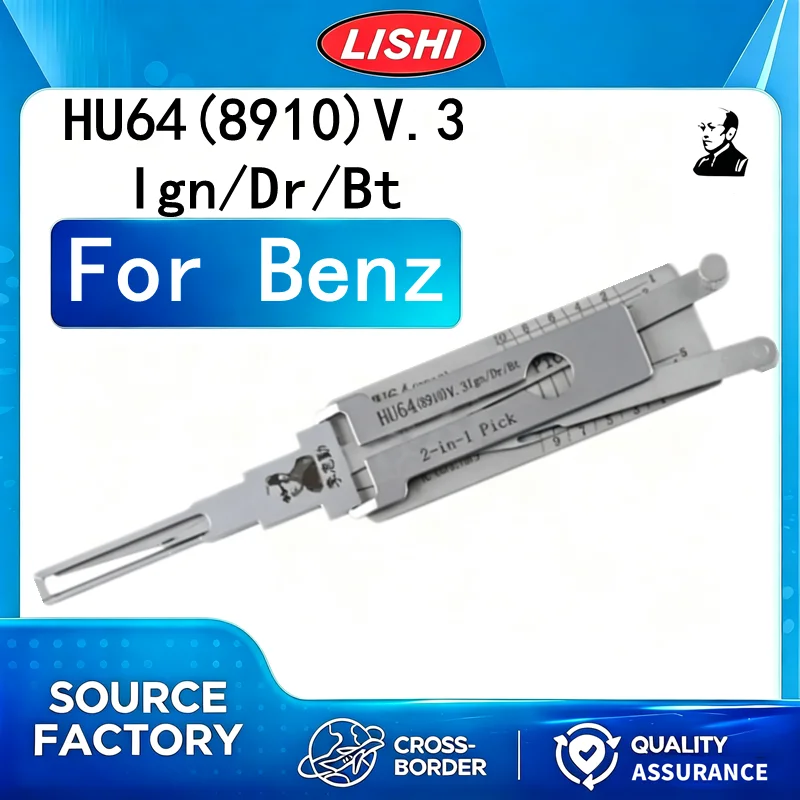 LISHI HU64(8910) V.3 Ign/Dr/Bt 2-in-1 Pick & Decoder Locksmith Tool for Benz Maybach 2000-2023 Auto Lock Repair