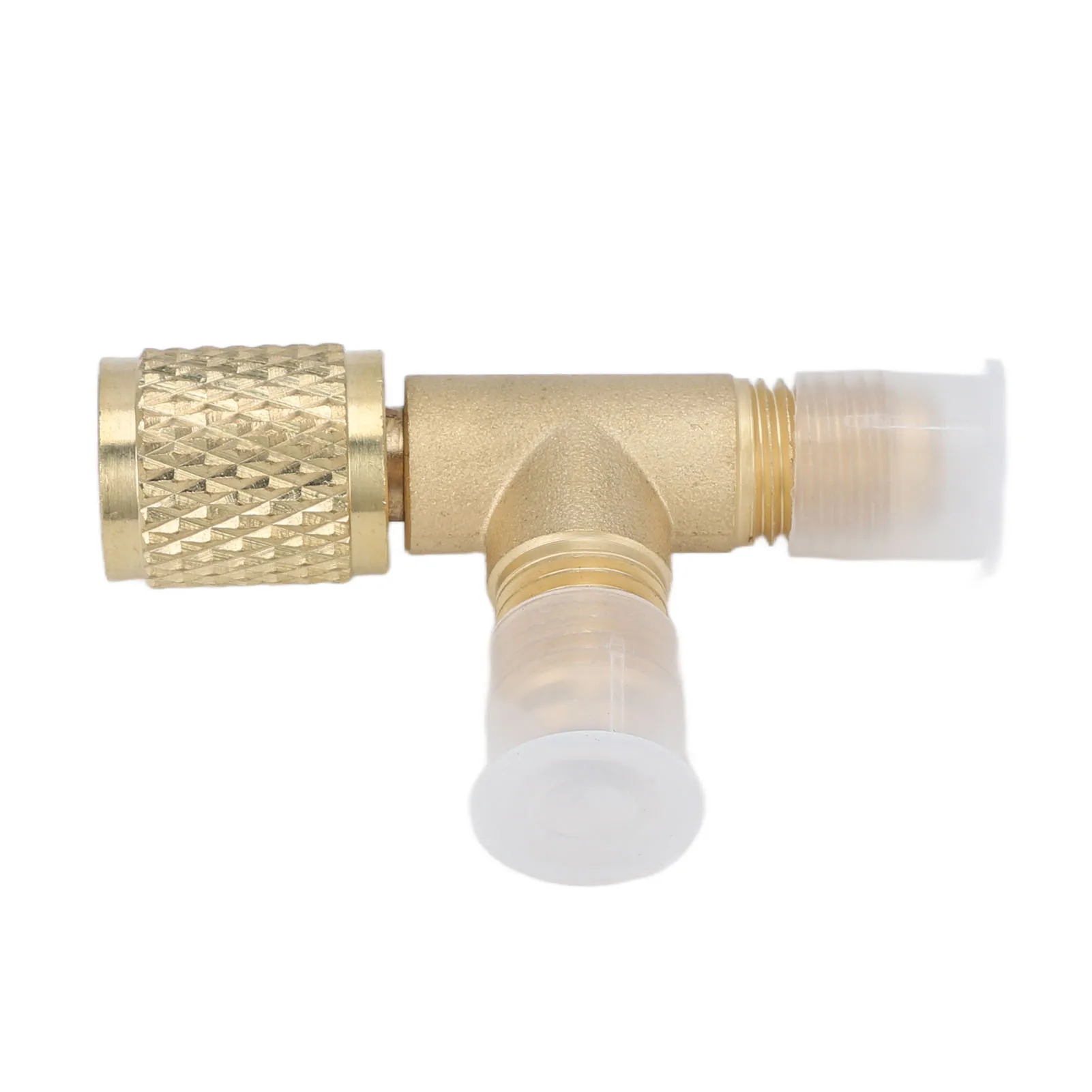 Quick Coupler Tee Adapter with Valve Core Brass 1/4in SAE Sturdy Structure for R22 R12 R134 Refrigerant Tee Adapter