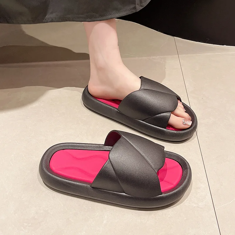 

2024 New Thick Heel One Strap PV Sensation Maternity Slippers Women Summer Outdoor Casual Cool Slippers Comfortable Slip-On