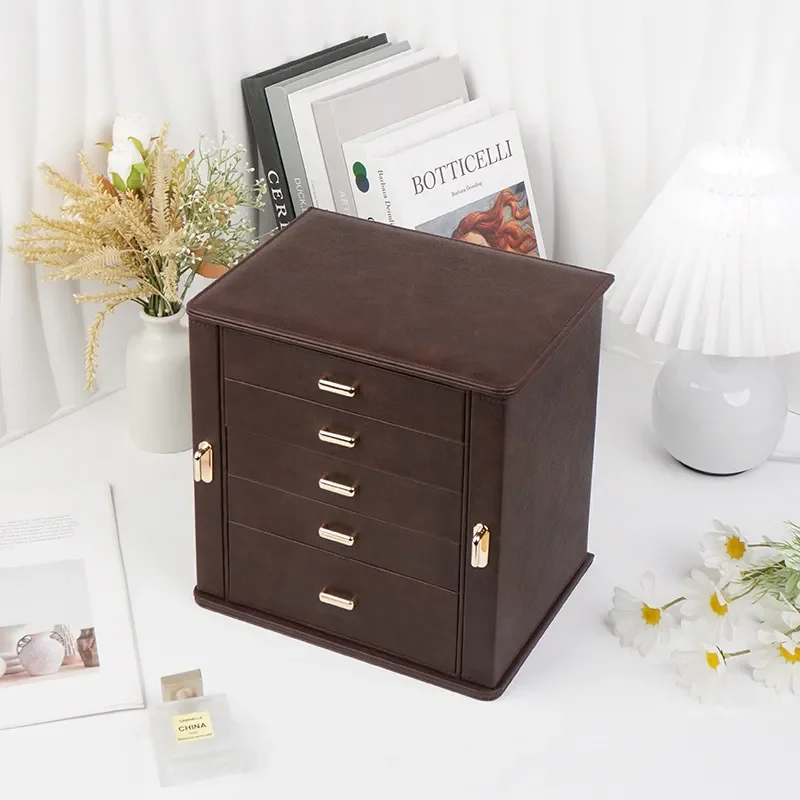 Luxury Multi Layer Drawer Jewelry Box Large Capacity Storage Organizer For Earrings Rings Necklace European Style Display