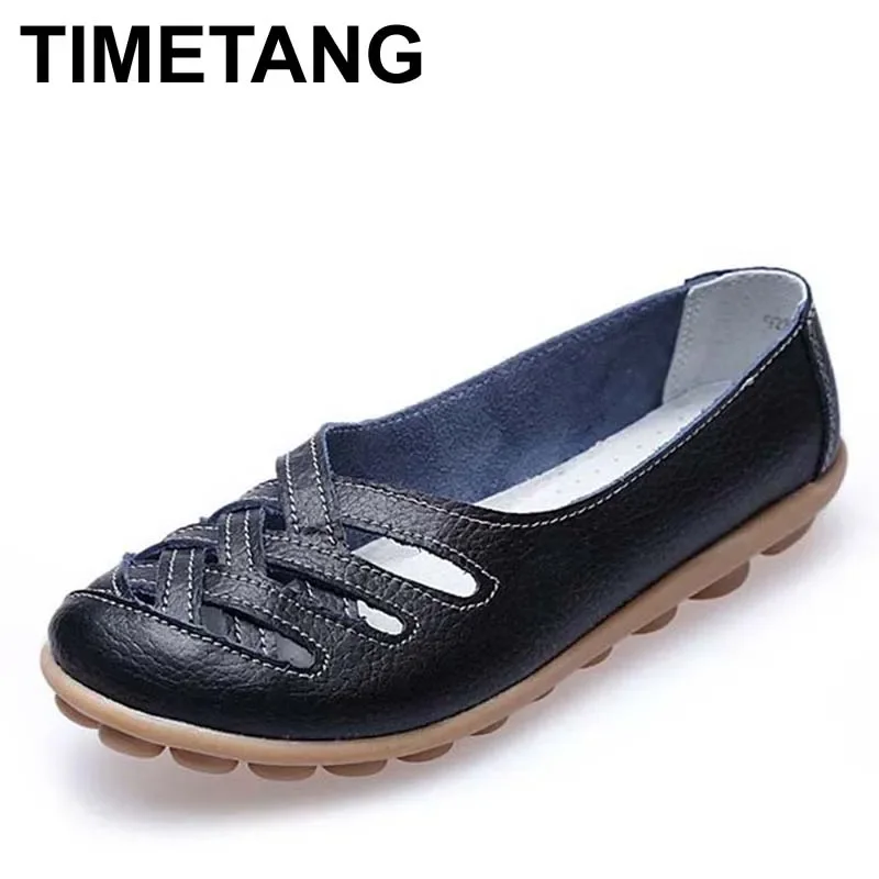 TIMETANG Fashion 10 colors Women Genuine Leather Mother Shoes Moccasins Women\'s Soft Leisure Flats Female Driving Shoe Flat