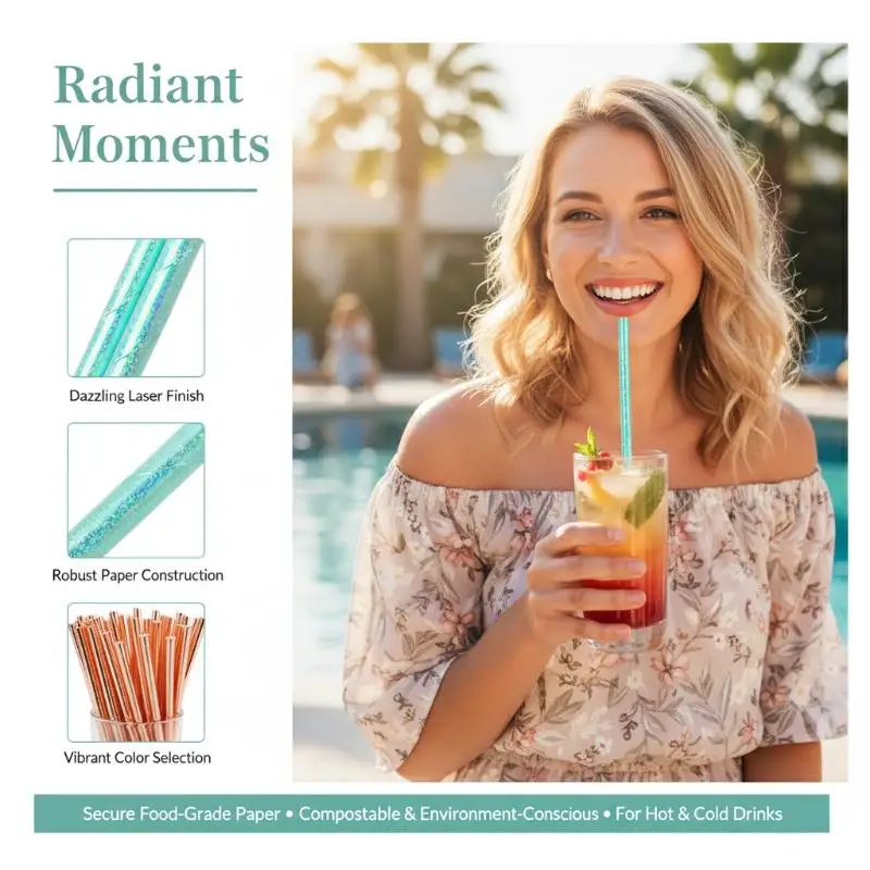 Environment Friendly Party Paper Straws Disposable Drinking Straws Wedding Birthday Festival Decorative Supplies
