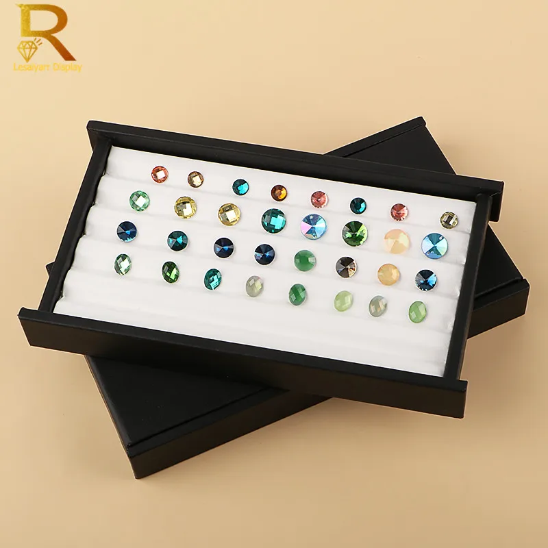 Jewelry Gems Carry Travel Display Box Show Gemstone Organizer Holder Loose Diamond Presenting Stand Tray Gem Stone Storage Case
