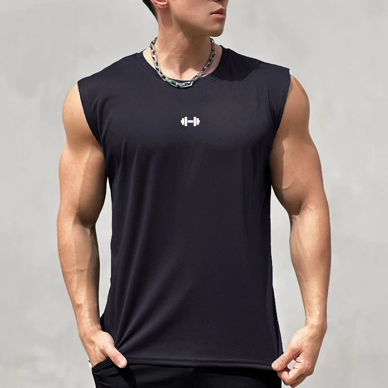 

Свободные майки для тренажерного зала, фитнеса, бодибилдинга, летние сетчатые дышащие быстросохнущие футболки без рукавов, мужские спортивные майки для тренировок с мышцами