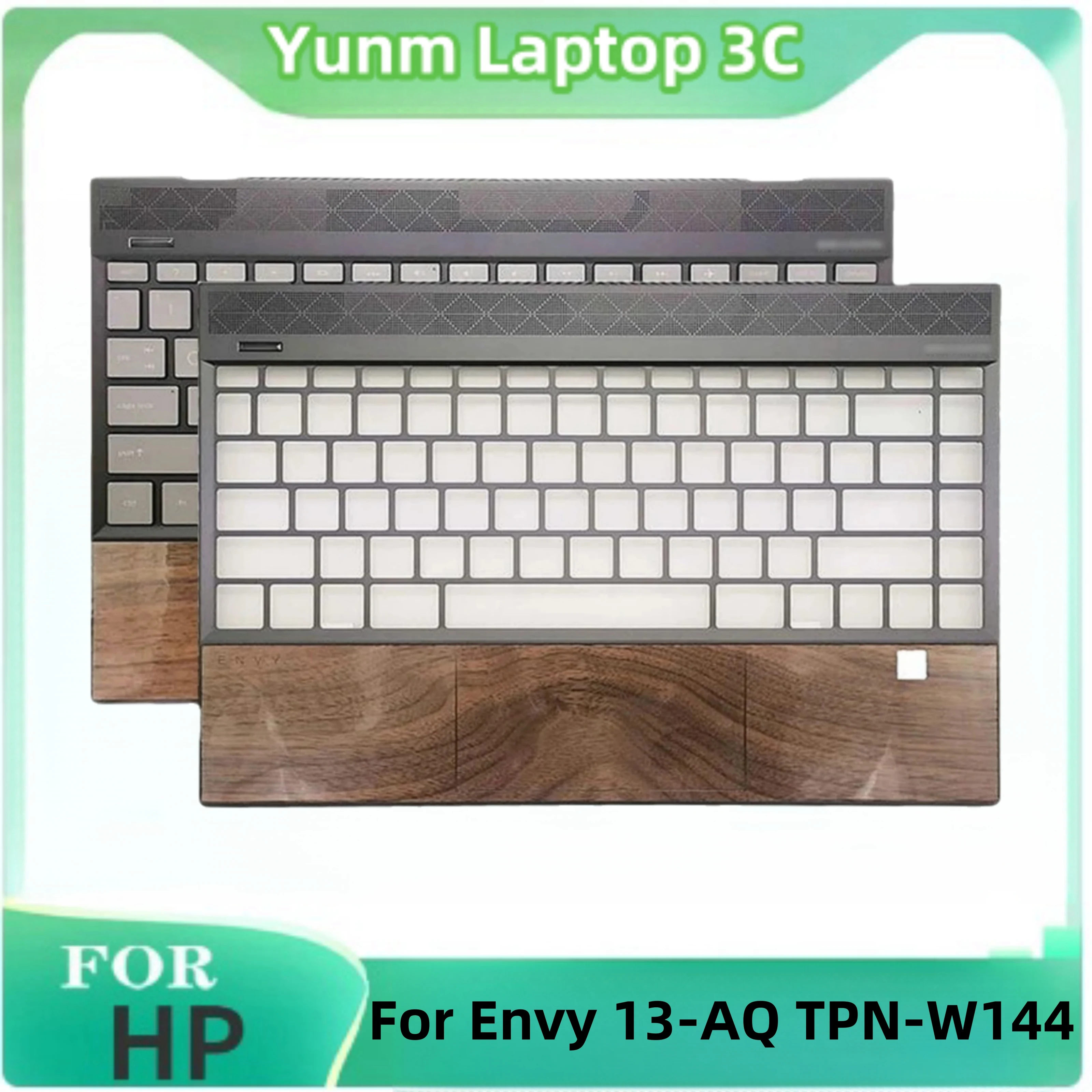 

New Original Laptop Palm Rest Upper Case Wood Grain with United States Backlit Keyboard for HP Envy 13-AQ TPN-W144 Brown