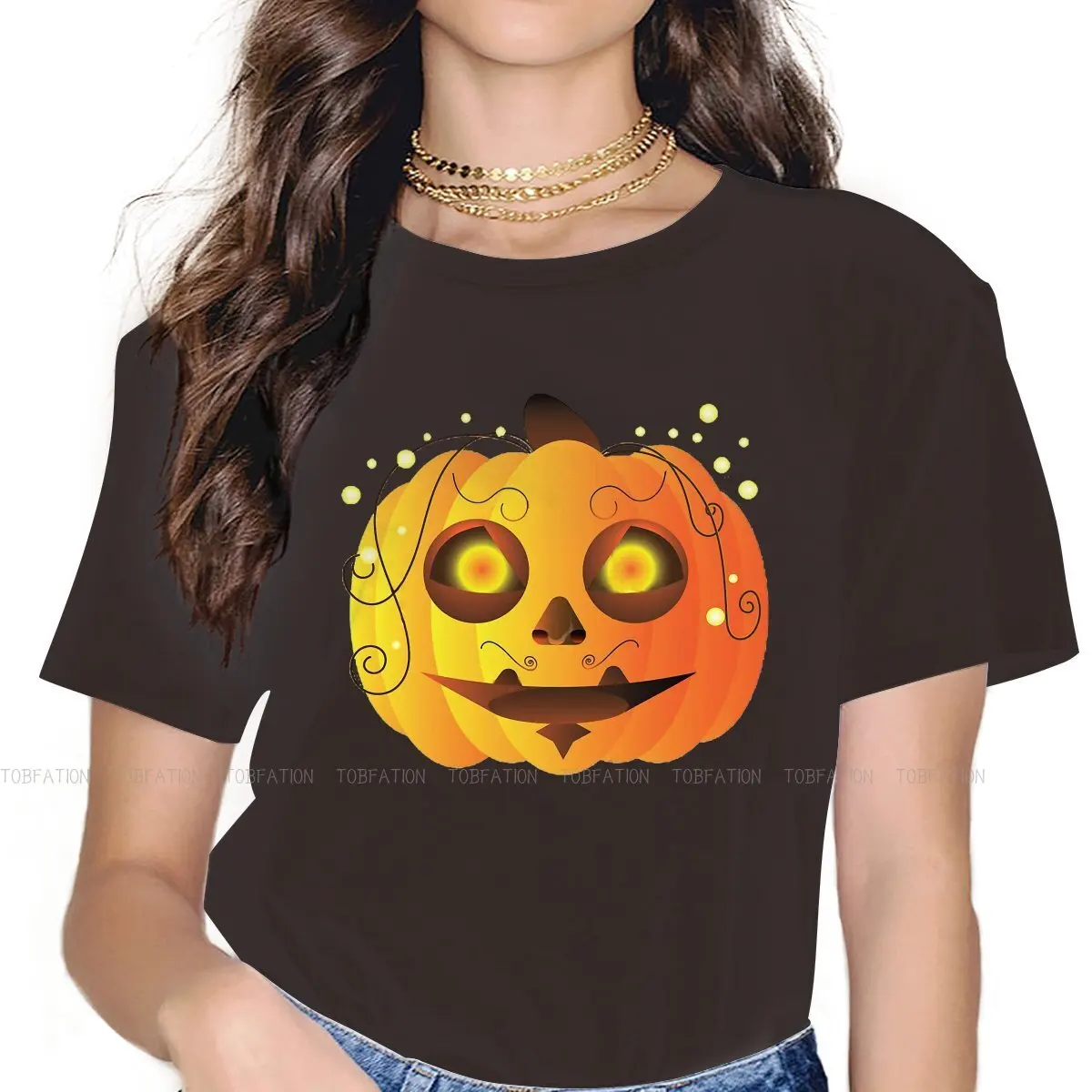 Halloween Pumpkin Face Unique TShirt for Girl Foodies 4XL Creative Gift Idea  T Shirt Hot Sale