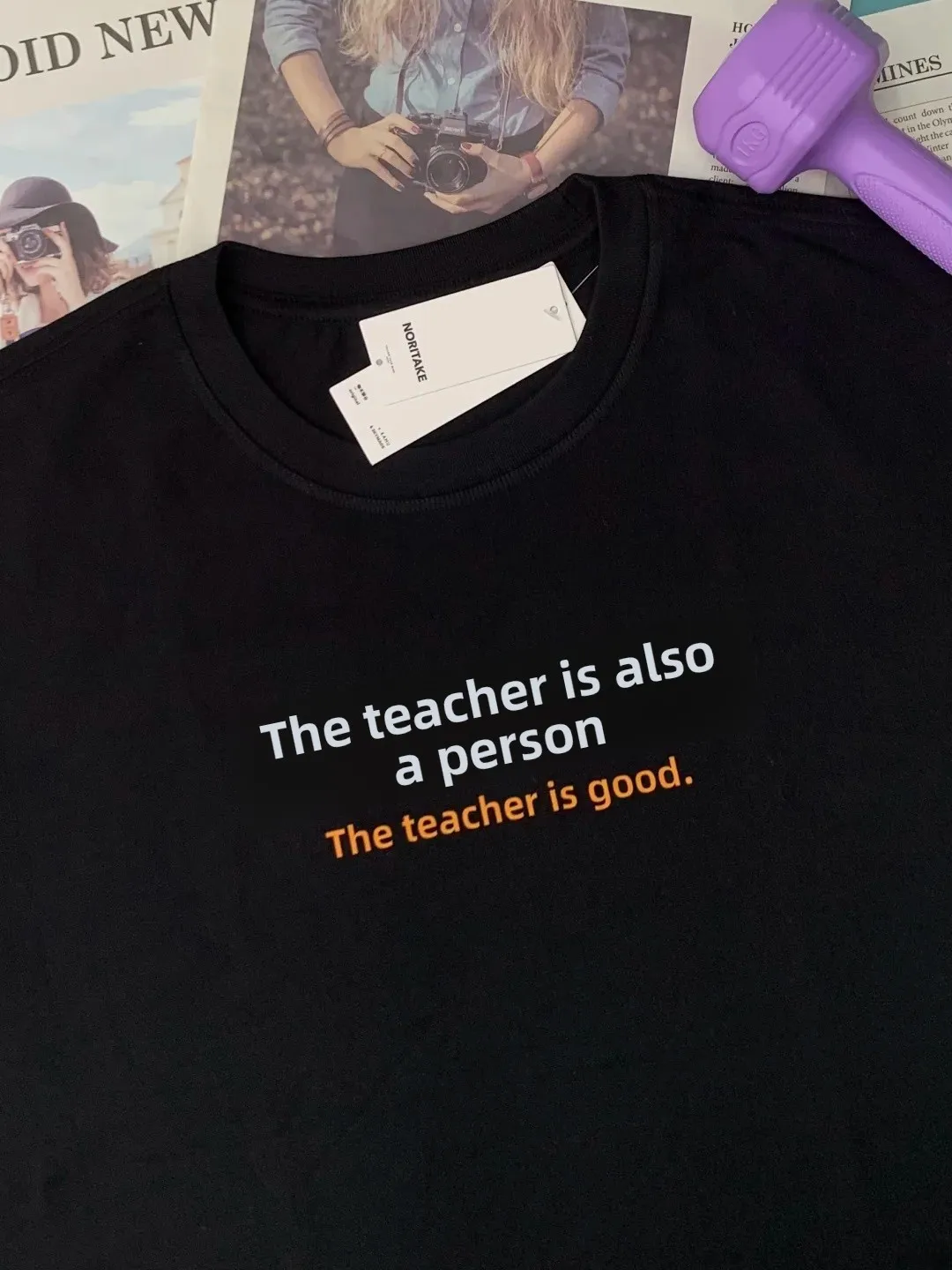 Pure Cotton Short Sleeve T-Shirt Standard Fit Printed Casual round Neck Breathable Comfortable Teacher Is Human Simplified Ch...