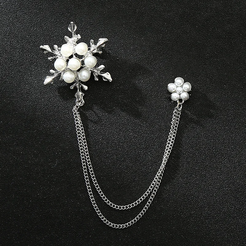Flower Brooch For Men Women Shirts Dress Vintage Tassel Chain Temperament Label Luxury Gold Chain Collar Pin Wedding Party Gifts