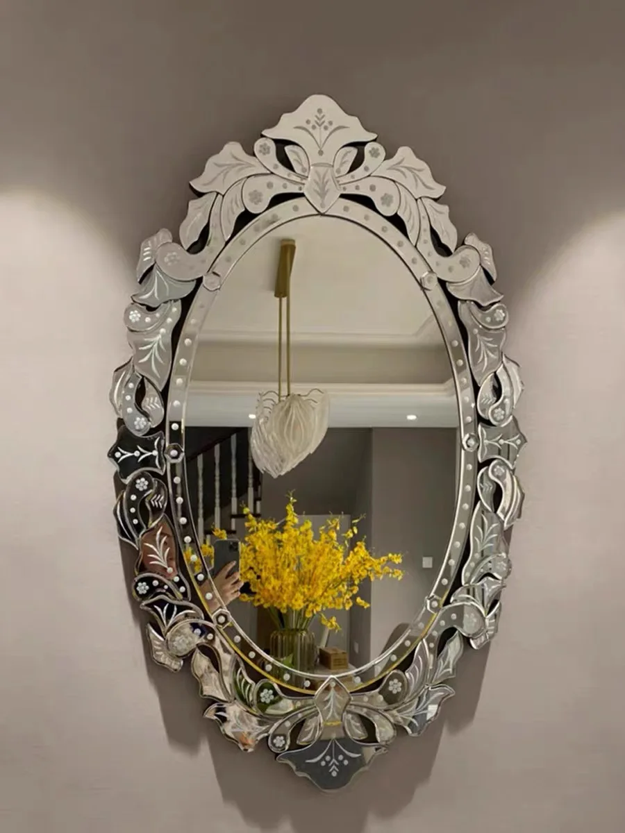 European Style Hand-carved Venetian Mirror Wall Porch Fireplace Home Decoration Mirror