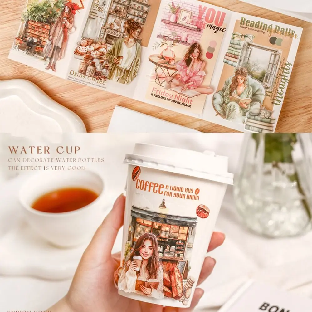 20 Sheets Girls Life Theme Stickers DIY Collage Decorative Have a Good Day Sticker Book Durable Waterproof Girls Handbook