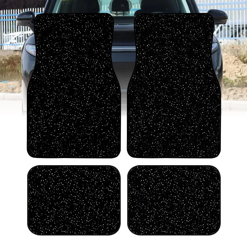 4pcs Black Starry Sky Print Mats/Suitable For Sedans, Trucks, And SUVs/Ideal Gift Choice/Durable Interior Accessories