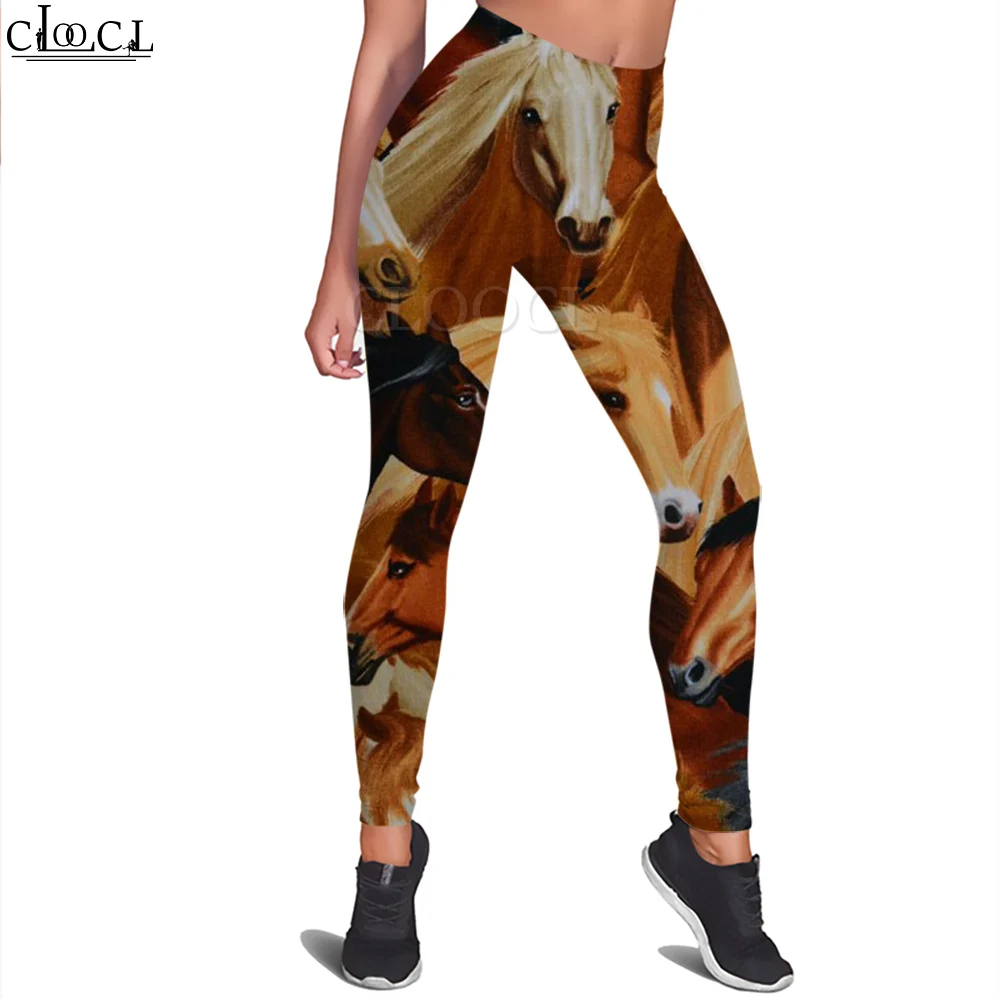 CLOOCL Retro Women Legging Art Horse Painting Pattern 3D Printed Trousers High Waist Stretch Fitness Seamless Legging Sexy Pants