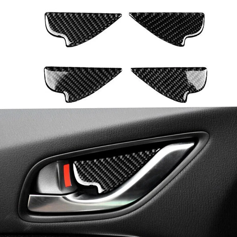 

Car Interior Door Handle Bowl Cover Trim Carbon Fiber Color For Mazda 3 6 CX-3 CX-5 CX-9 2017-2019 Cars Accessories