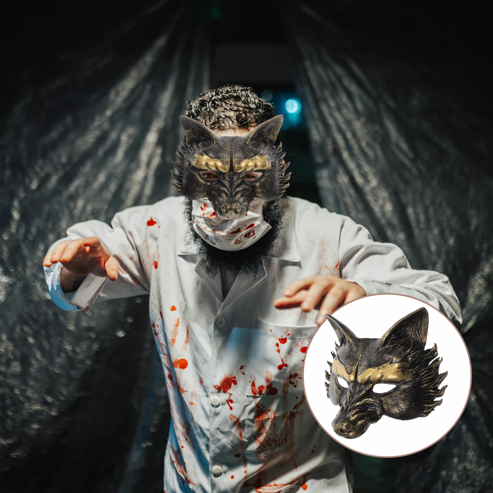 

Retro Wolf Mask Halloween Costumes for Men Masks Vintage Decorative Foam Animal Man