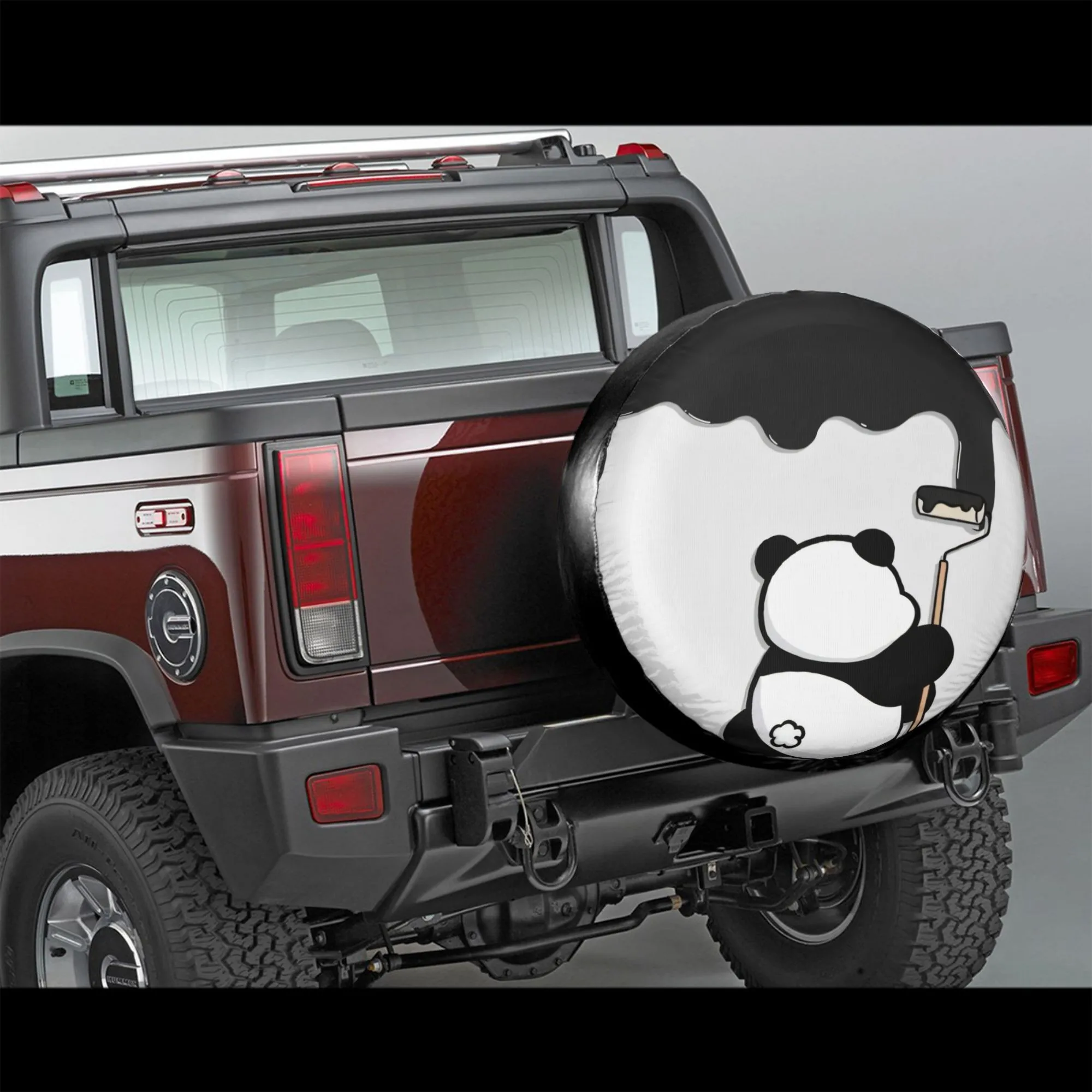 Funny Panda Painting Spare Tire Cover Waterproof Protector for SUV Truck Trailer