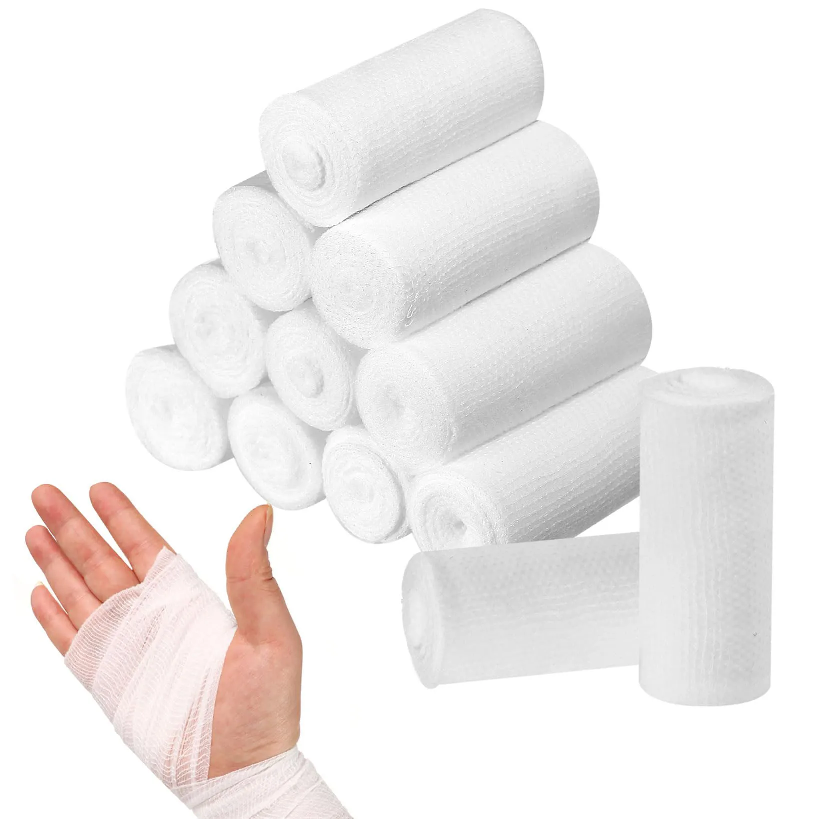 2/5/10 Rolls Absorbent Gauze Cotton Bandage Roll Wound Hemostasis Wrapping Dressing Fixation First Aid Bandage Roll