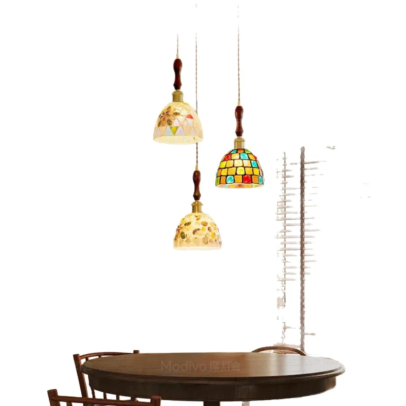 French shell dining room chandelier bar counter three-head dining table chandelier retro high-end mid-ancient modern