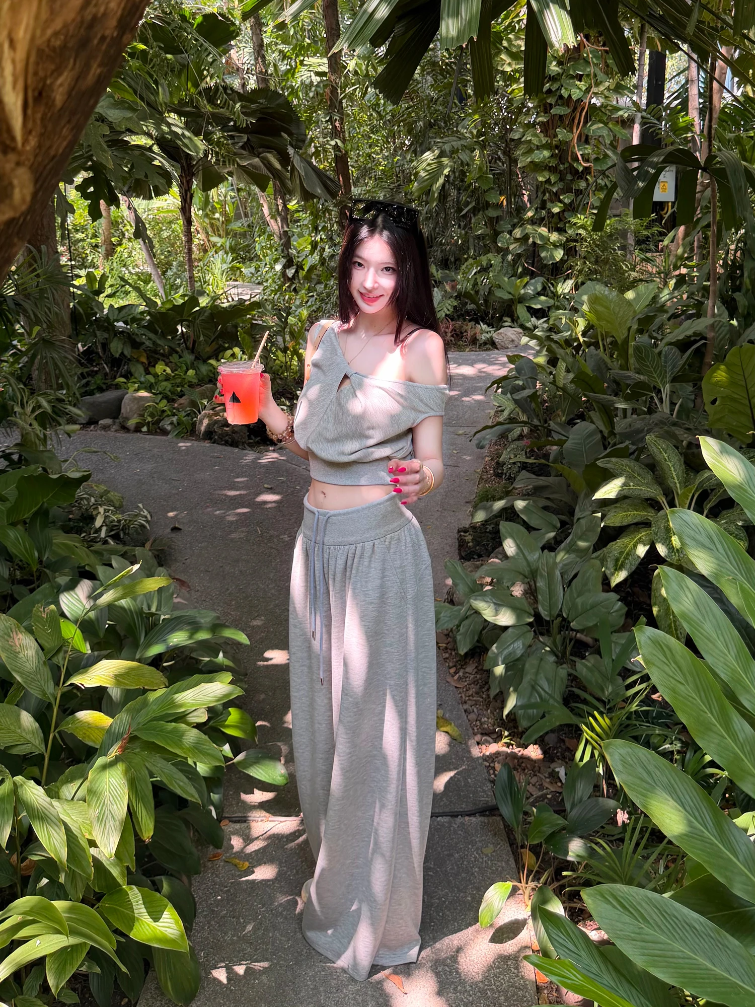 

Женские повседневные брюки с высокой талией и резинкой, свободные прямые брюки на весну-лето, удобные дышащие повседневные брюки