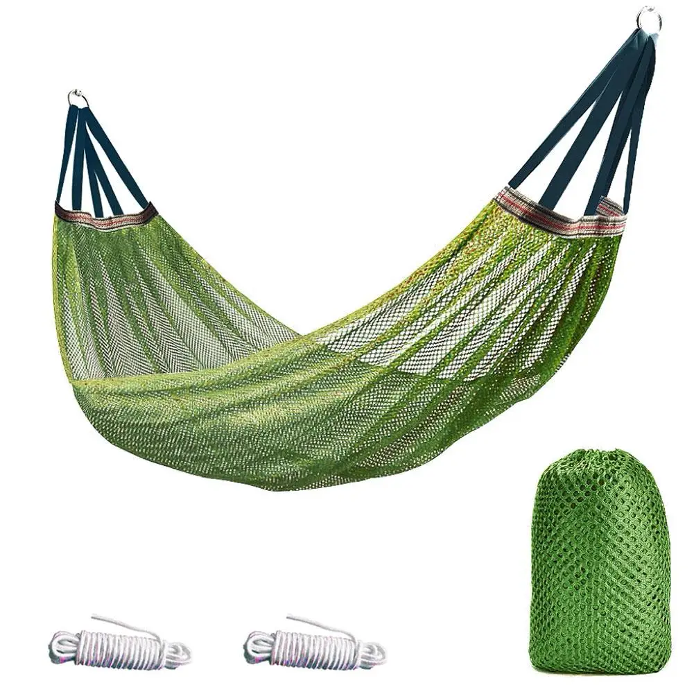 Ice Silk Hammock 200KG Capacity 2 Person, Foldable Soft Fabric Travel Hammock with Storage Bag Ideal for Patio Outside & Camping