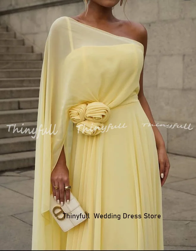 Thinyfull Chiffon Arab Prom Dress Sleeveless A-line One Shoulder Evening Dresses Long Formal Gown Robe De Soirée Customized