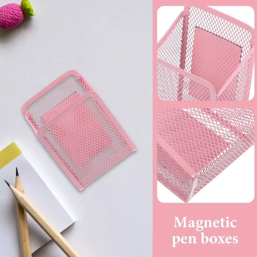 Multifunctional Magnetic Pencil Holder Wall-Mountable Space-Saving Mesh Marker Holder Compact Writing Utensil Storage Organizer
