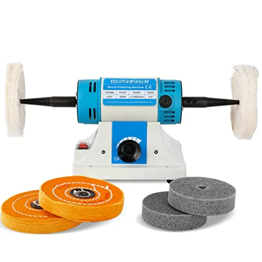 

Bench Buffer Jewelry Polisher with 3 Types Polishing Wheels Variable Speed Benchtop Polishing Buffing Machine for Jewelry Wood