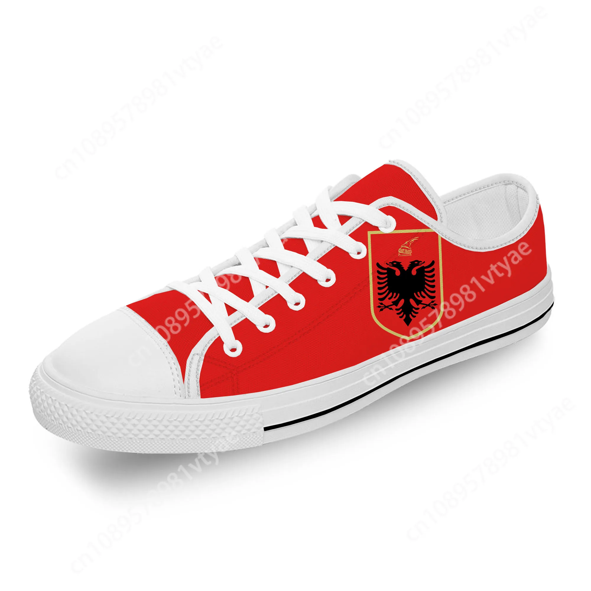 Zapatillas bajas con bandera de Albania Eagle para hombre y mujer, zapatos informales de lona para correr, zapatos ligeros transpirables con estampado 3D