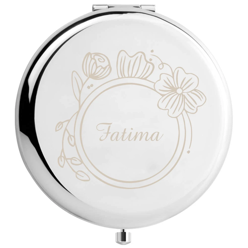 1 قطعة دائرة زهرة ملونة اسم مخصص أضعاف مرآة جيب مرآة مع اسم حفلة هدية هدايا حفلات الزفاف