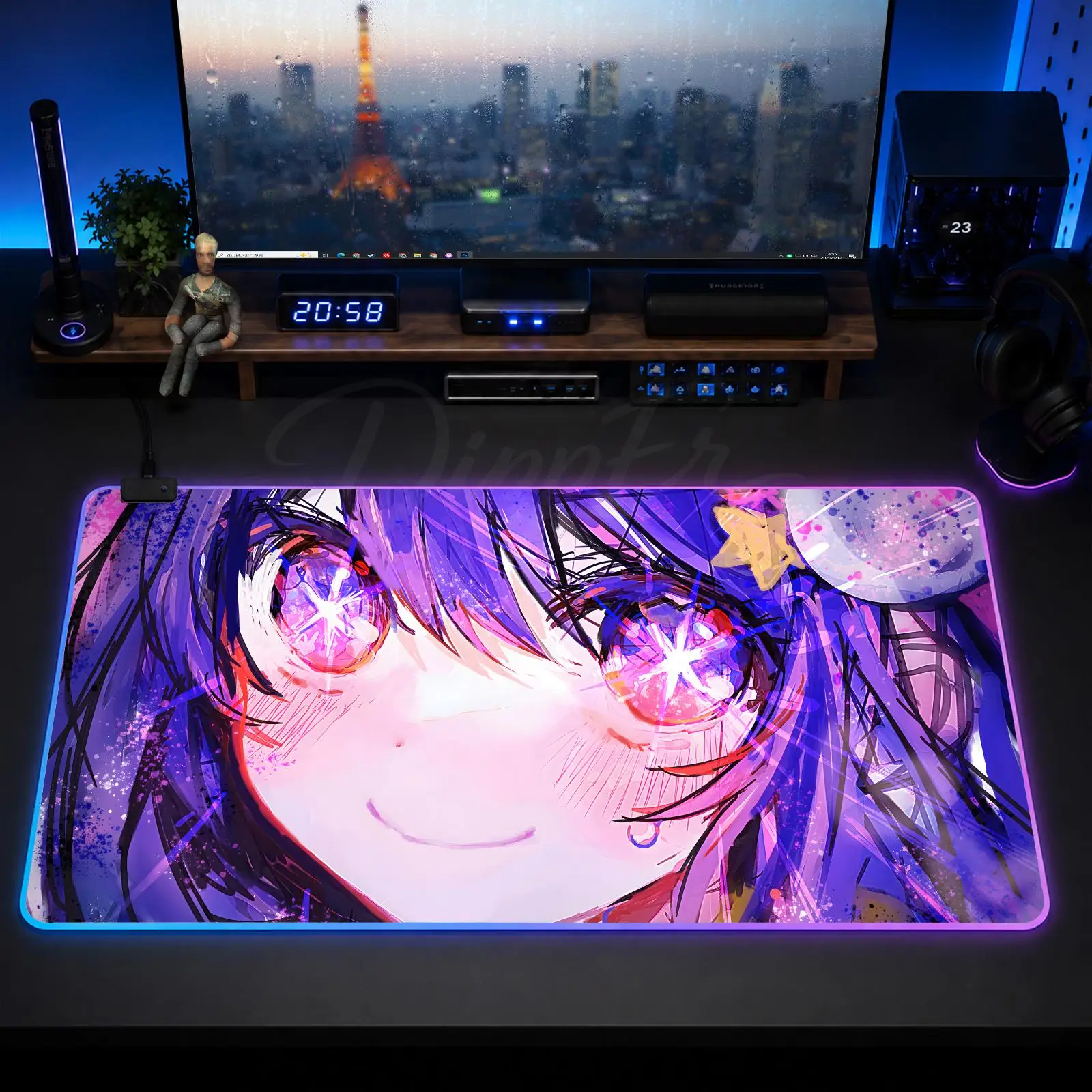 Ai Hoshino Mouse Pad Large Size LED Glowing Table Pad XXL Gaming Non-slip Rubber Mat With Backlight